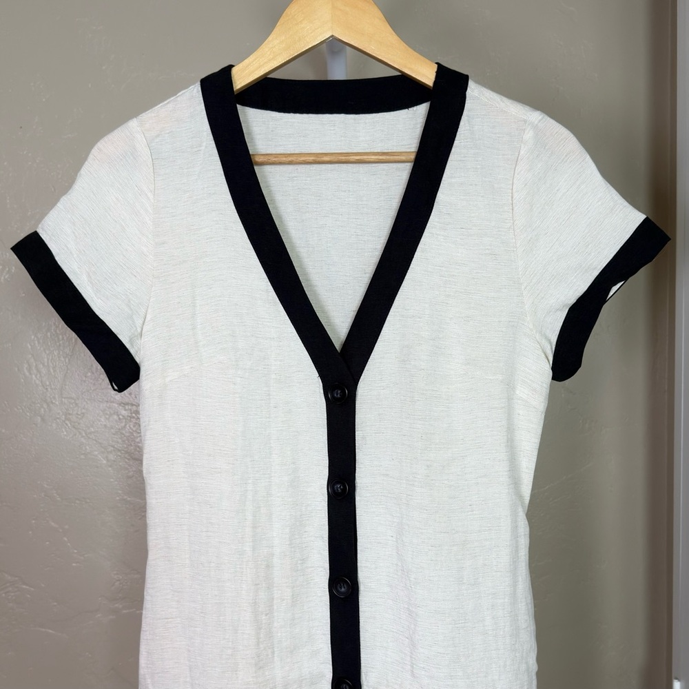 Commense Apricot Black Contrast Trim Button Front Maxi Dress XS NWT Beige - Picture 5 of 11